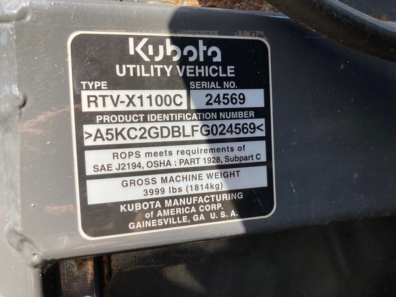 2019 Kubota RTV-X1100 Utility Vehicle For Sale