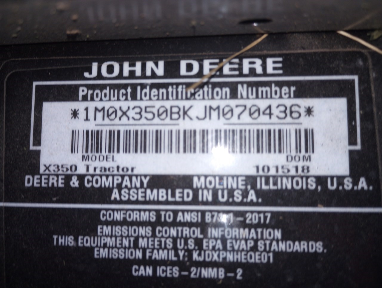 2019 John Deere X350 Lawn Mower For Sale