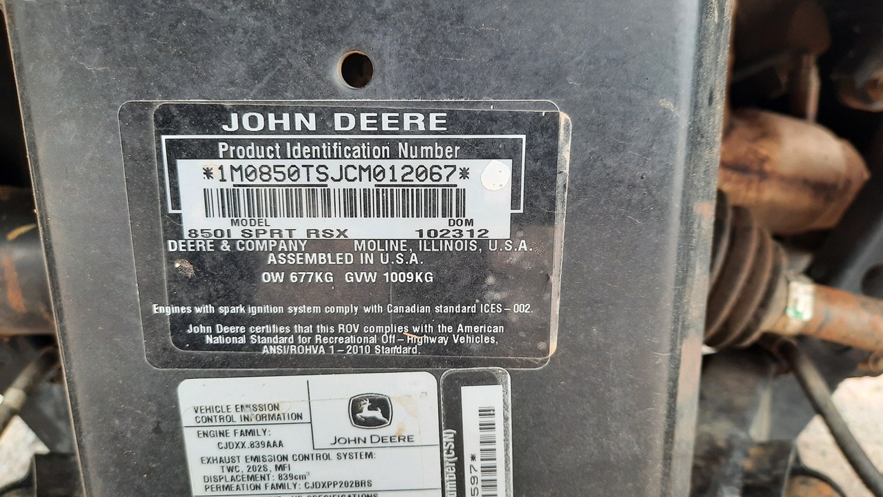 2013 John Deere RSX 850I Utility Vehicle For Sale