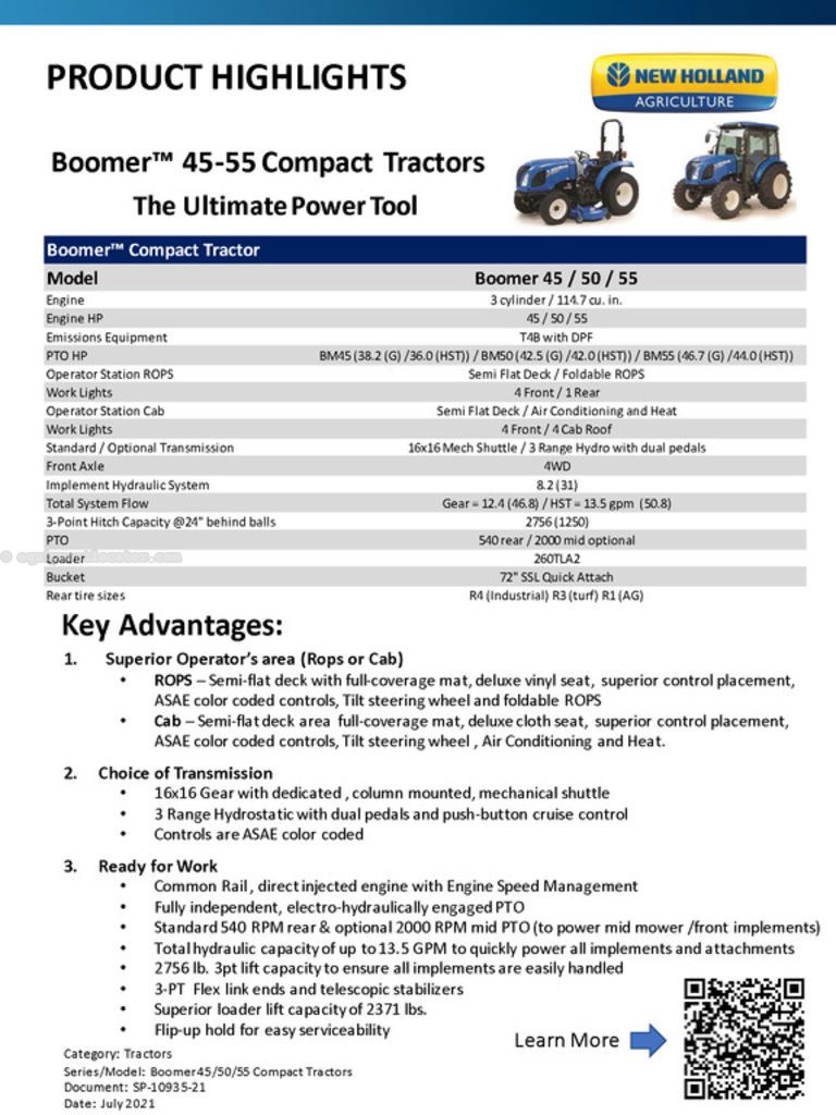 New Holland Boomer 35-55 HP Series 50 ROPS (T4B) Image 5