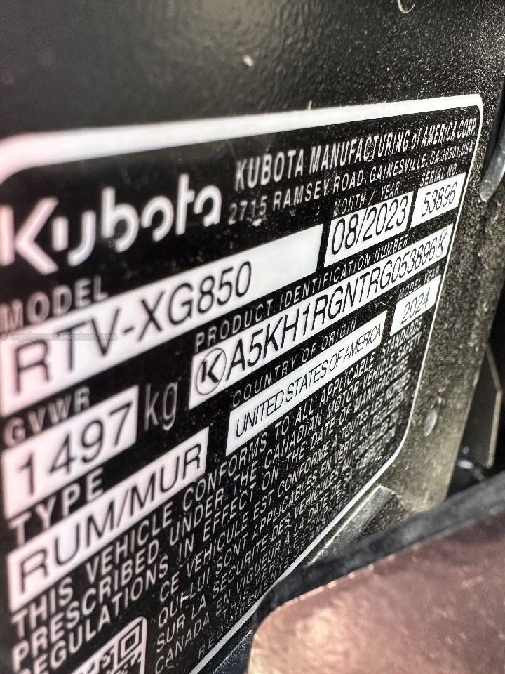 2024 Kubota RTVXG850 Image 4