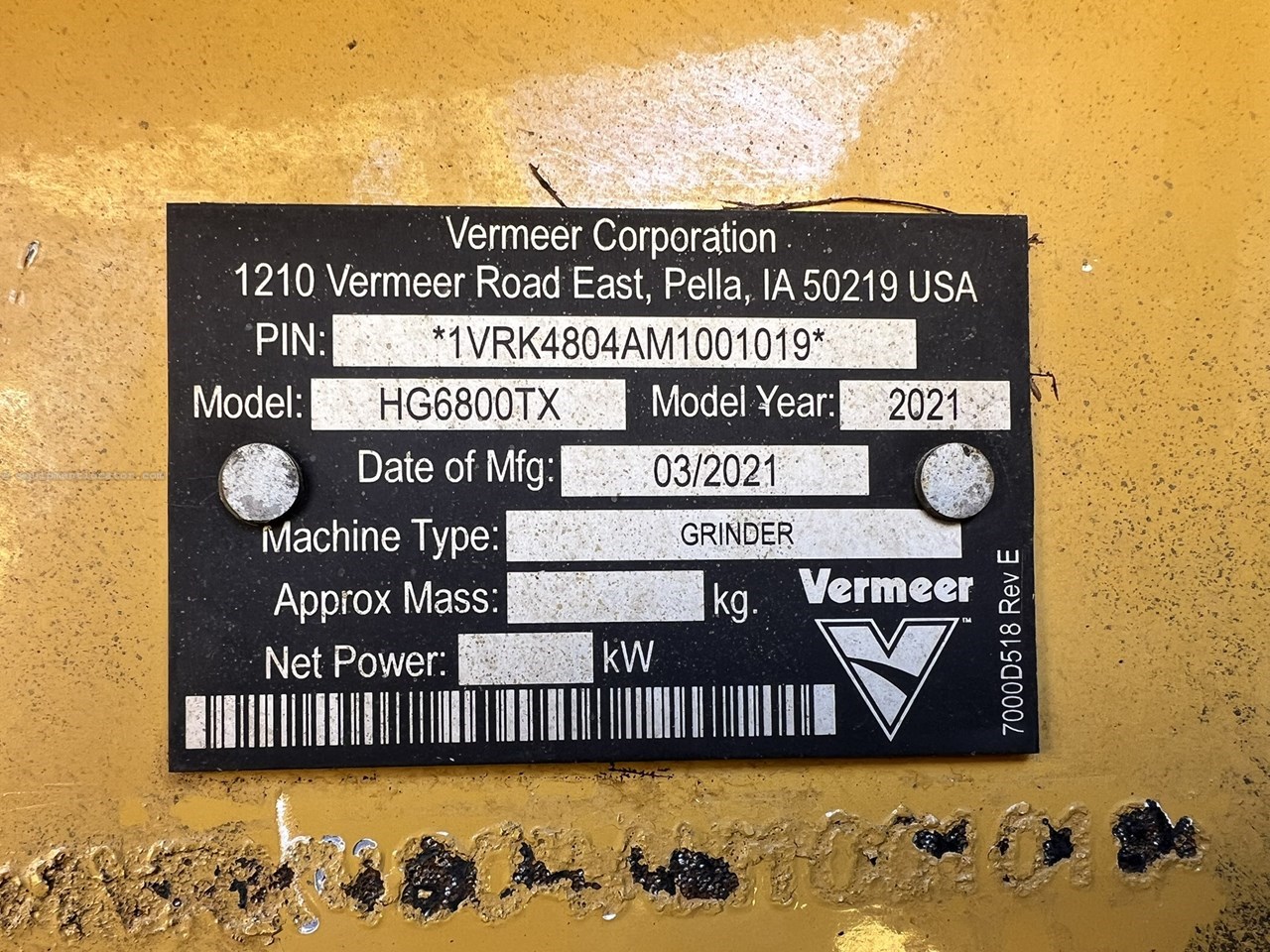 2021 Vermeer HG6800TX Horizontal Grinder Image 10