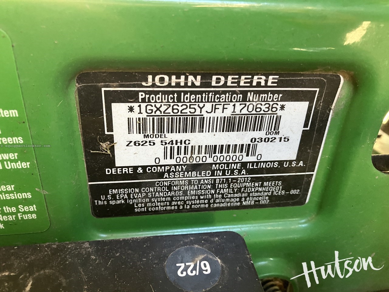 2015 John Deere Z625 Image 7