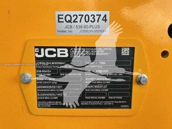 2021 JCB 538-60 AGRI PLUS Image 7