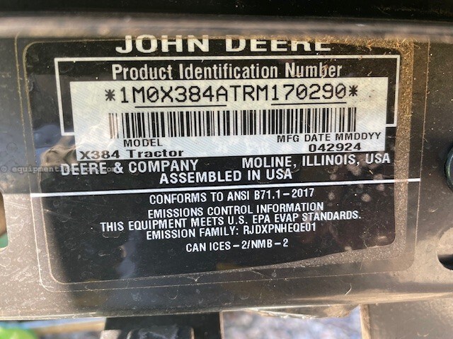 2024 John Deere X384 Image 3